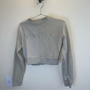 SikSilk Cropped Sweatshirt Greige Colorblock Logo Pullover US‎ 6